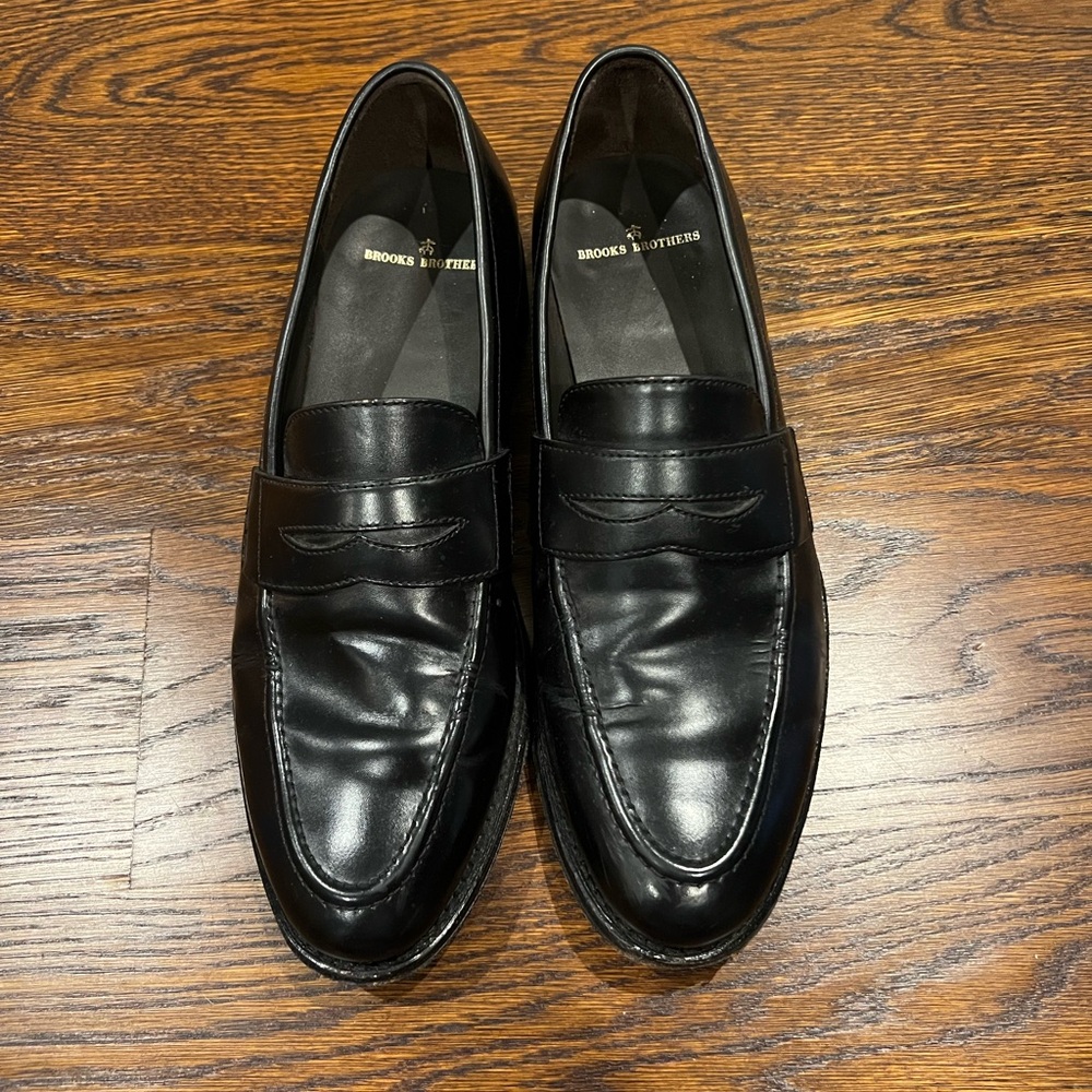 Brooks Brothers Elegant Black Leather Slip-Ons